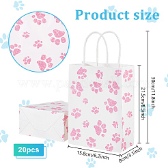 Rectangle with Paw Print Pattern Paper Storage Bags with Handle&nbsp;ABAG-WH0046-39C