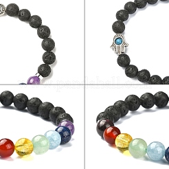 Chakra Jewelry Natural Lava Rock Bead Stretch Bracelets&nbsp;BJEW-JB02272