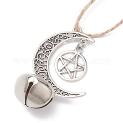 Alloy Moon with Star Pendant Decoration&nbsp;HJEW-JM02415-02