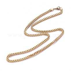 Men's 304 Stainless Steel Diamond Cut Cuban Link Chain Necklaces&nbsp;NJEW-G340-10G-02