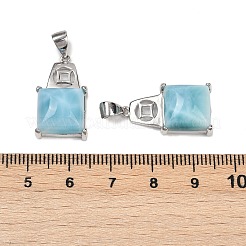 2Pcs Natural Larimar Square Coin Pendants&nbsp;SJEW-D300-01P