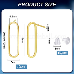 10Pcs Hollow Oval Rack Plating Brass Stud Earring Findings&nbsp;KK-BC0013-46A