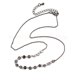 Brass Cable & Flat Sequin Chains Necklaces for Women&nbsp;NJEW-D302-44B