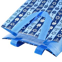 Hanukkah Theme Non-Woven Reusable Folding Gift Bags with Handle&nbsp;ABAG-NH0001-01D