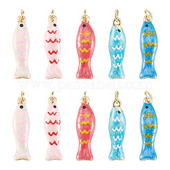 10Pcs 5 Colors Brass Enamel Pendants&nbsp;KK-TA0008-42