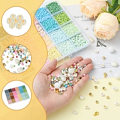 DIY Glass Seed & CCB Plastic & Imitation Pearl Beads Jewelry Making Findings Kits&nbsp;DIY-FS0008-15