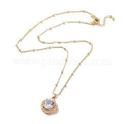 Flower Brass Micro Pave Cubic Zirconia Pendant Necklaces&nbsp;NJEW-A015-07KCG