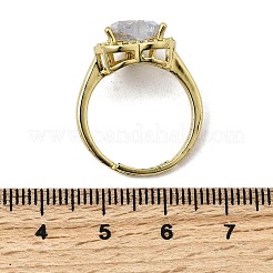 Brass Micro Pave Cubic Zirconia Adjustable Finger Rings for Women&nbsp;RJEW-L130-003G