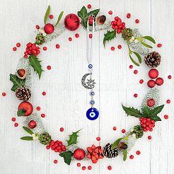 2Pcs Blue Evil Eye Car Hanging Ornament&nbsp;HJEW-DC0001-12