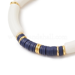 2Pcs 2 Styles Handmade Flower Porcelain Ceramic Round Beads Stretch Bracelets & Polymer Clay Heishi Beads Stretch Bracelets&nbsp;BJEW-JB12071