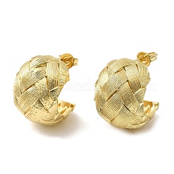 Brass Woven C-Shaped Stud Earrings&nbsp;EJEW-H171-04G