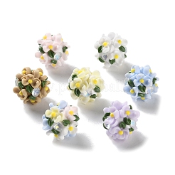 Luminous Polymer Clay Rhinestone Floral Ball Beads&nbsp;CLAY-U002-01