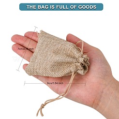 Polyester Imitation Burlap Packing Pouches Drawstring Bags&nbsp;ABAG-R005-9x7-01