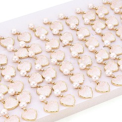 Heart Brass Micro Pave Clear Cubic Zirconia Dangle Stud Earrings&nbsp;PEAR-N017-07B