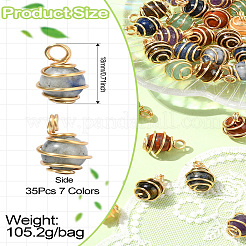 35Pcs 7 Colors Chakra Natural Mixed Gemstone Pendants&nbsp;PALLOY-CJ00050