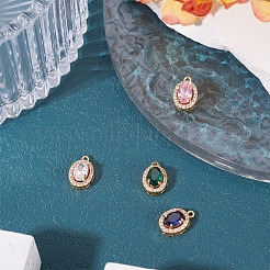 4Pcs 4 Colors Brass Micro Pave Cubic Zirconia Pendants&nbsp;KK-TA0002-58