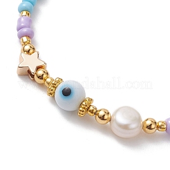 Colorful Glass Seed & Brass Braided Bead Bracelet&nbsp;BJEW-JB10138