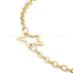 PVD Vacuum Plating 304 Stainless Steel Moon and Star Link Anklet with Cable Chains for Women&nbsp;STAS-E001-22G