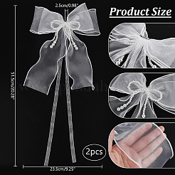 Bowknot Polyester Gauze with Plastic Pearl Curtain Holdback&nbsp;AJEW-WH0314-541