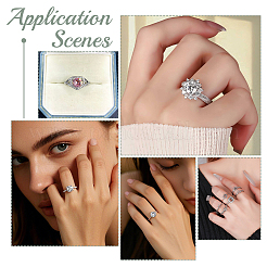 5Pcs 5 Styles Adjustable Brass Micro Pave Clear Cubic Zirconia Ring Components&nbsp;KK-WR0001-86