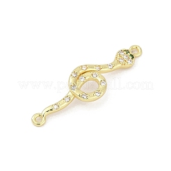 Brass Clear & Green Cubic Zirconia Snake Connector Charms&nbsp;KK-D317-149G