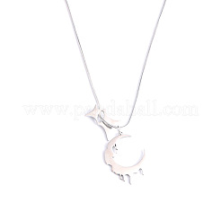 201 Stainless Steel Moon & Star Pendant Necklaces for Women Men&nbsp;WGAFFBE-01