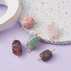 Natural Mixed Stone Connector Charms&nbsp;PALLOY-YW0001-50