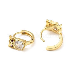 Cubic Zirconia Owl Hoop Earrings&nbsp;EJEW-C028-08G