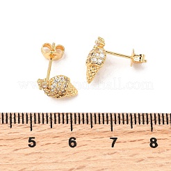 Ice Cream Brass Micro Pave Clear Cubic Zirconia Stud Earrings&nbsp;EJEW-A135-13G