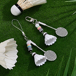 2Pcs 2 Styles Badminton & Racket Alloy & Resin & PVC Pendant Decorations&nbsp;AJEW-BM0001-21