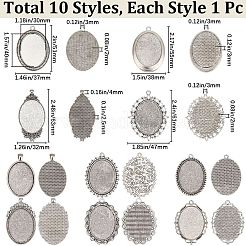 10Pcs 10 Styles Tibetan Style Alloy Pendant Cabochon Settings&nbsp;FIND-SP0002-50