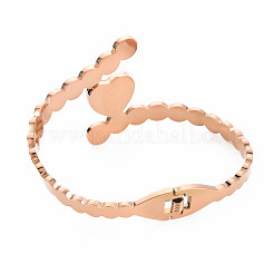 Natural Shell Heart Open Cuff Bangle&nbsp;BJEW-N017-002RG