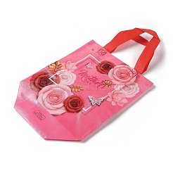 Mother's Day Theme Printed Flower Non-Woven Reusable Folding Gift Bags with Handle&nbsp;ABAG-F009-C04