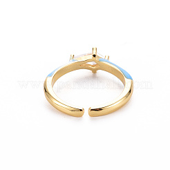 Brass Enamel Cuff Rings&nbsp;RJEW-T016-28F-NF