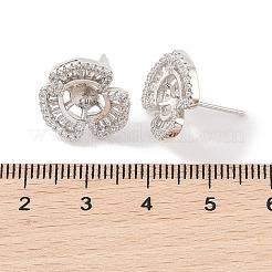 925 Sterling Silver Micro Pave Cubic Zirconia Earring Settings Findings&nbsp;STER-B003-18P