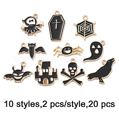 20Pcs 10 Styles Halloween Alloy Enamel Pendants&nbsp;ENAM-FP0002-91