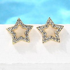 Star Brass Micro Pave Cubic Zirconia Ear Studs&nbsp;EJEW-D304-33G