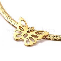304 Stainless Steel Charm Anklet with Flat Snake Chains for Women&nbsp;AJEW-C021-02