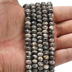 Natural Black Silk Stone/Netstone Beads Strands&nbsp;G-Z111-A45