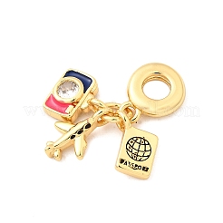 Brass Pave Clear Cubic Zirconia European Dangle Charms&nbsp;KK-F904-01C-G