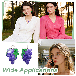 50Pcs Autumn Theme Grape Resin Pendants&nbsp;RESI-GA0001-45