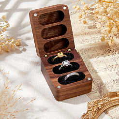 1Pc 3-Slot Walnut Wood Jewelry Gift Box with Magnetic Cover&nbsp;CON-DC0001-15B