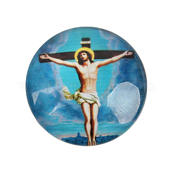 Jesus and the Virgin Printed Glass Half Round/Dome Cabochons&nbsp;GGLA-N004-14mm-A