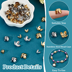 80Pcs 4 Style 304 Stainless Steel Bead Caps&nbsp;STAS-UN0045-92