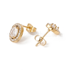 Cubic Zirconia & Rhinestone Oval Stud Earrings&nbsp;EJEW-A080-05G