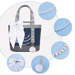 3Pcs 3 Styles Opaque Acrylic Chain & Glass Beaded & ABS Plastic Pearl Charm Purse Decorative Chains&nbsp;HJEW-HS00110
