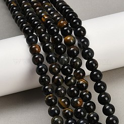 Natural Yellow Blue Tiger Eye(Dyed & Heated) Bead Strands&nbsp;G-P230-07-6mm-AB