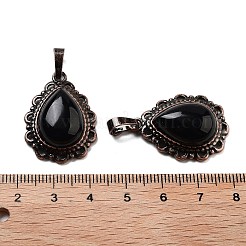 Natural Obsidian Teardrop Pendants&nbsp;G-K363-01R-19