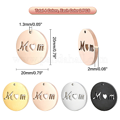 8Pcs 4 Colors Mother's Day Ion Plating(IP) 304 Stainless Steel Pendants&nbsp;STAS-PH0003-95