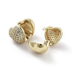 Heart Brass with Cubic Zirconia Hoop Earrings&nbsp;EJEW-Q811-26G
